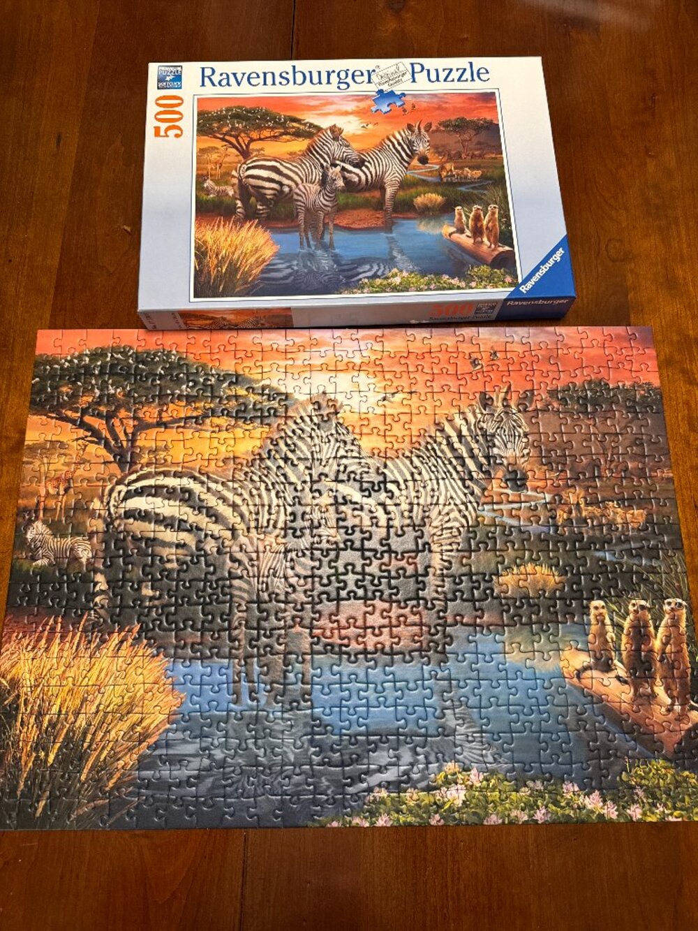Ravensburger Zebras At the Waterhole 500 Piece Jigsaw Puzzle for Adults